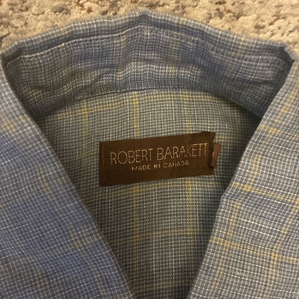Robert Barakett Button Up Shirt Made In Canada Blue Mens M Long Sleeve - Picture 2 of 7